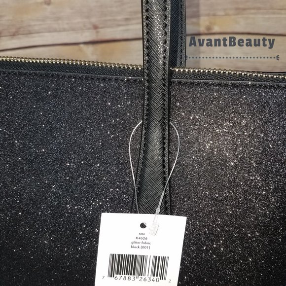 Kate Spade Joeley Lola Shimmy Glitter Top Zip Tote Shoulder Bag Black - Picture 3 of 12